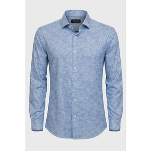 Bugatchi OoohCotton Tech Shirt Men's Small Aqua Blue Abstract 8-Way Stretch S